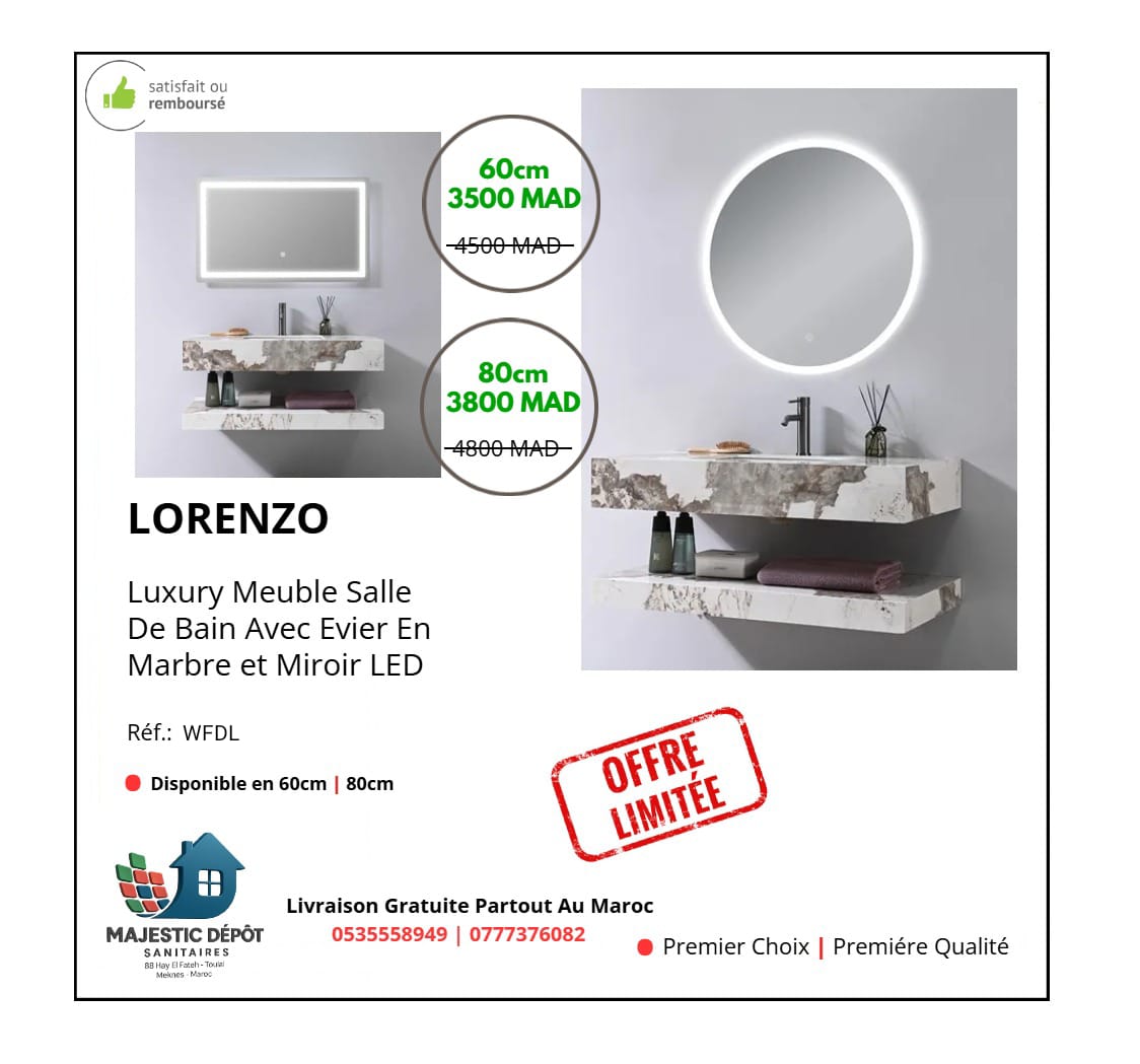 Meuble avec evier marbre blanc