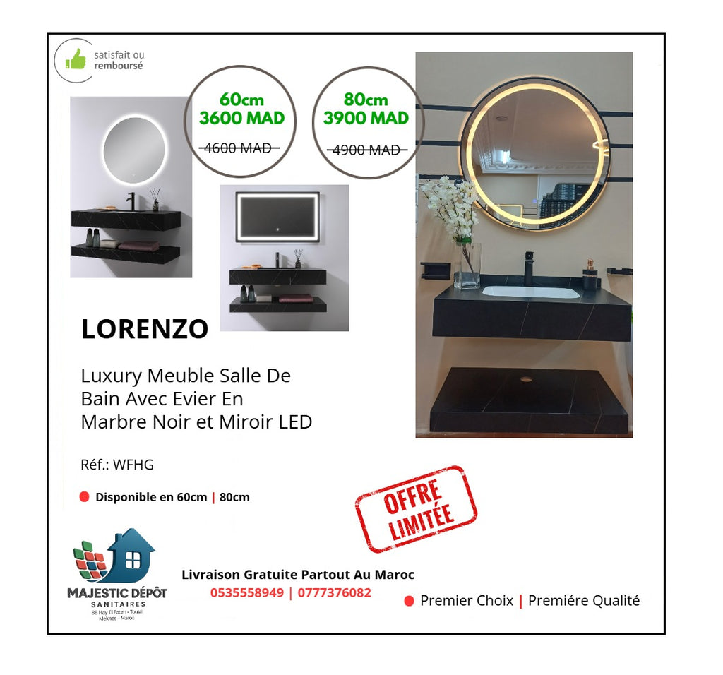 Meuble avec evier marbre blanc