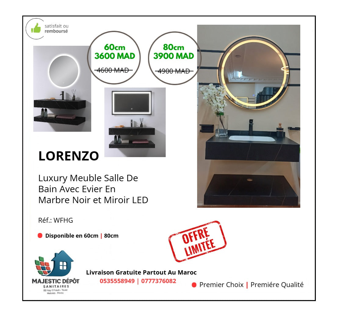 Meuble avec evier marbre blanc